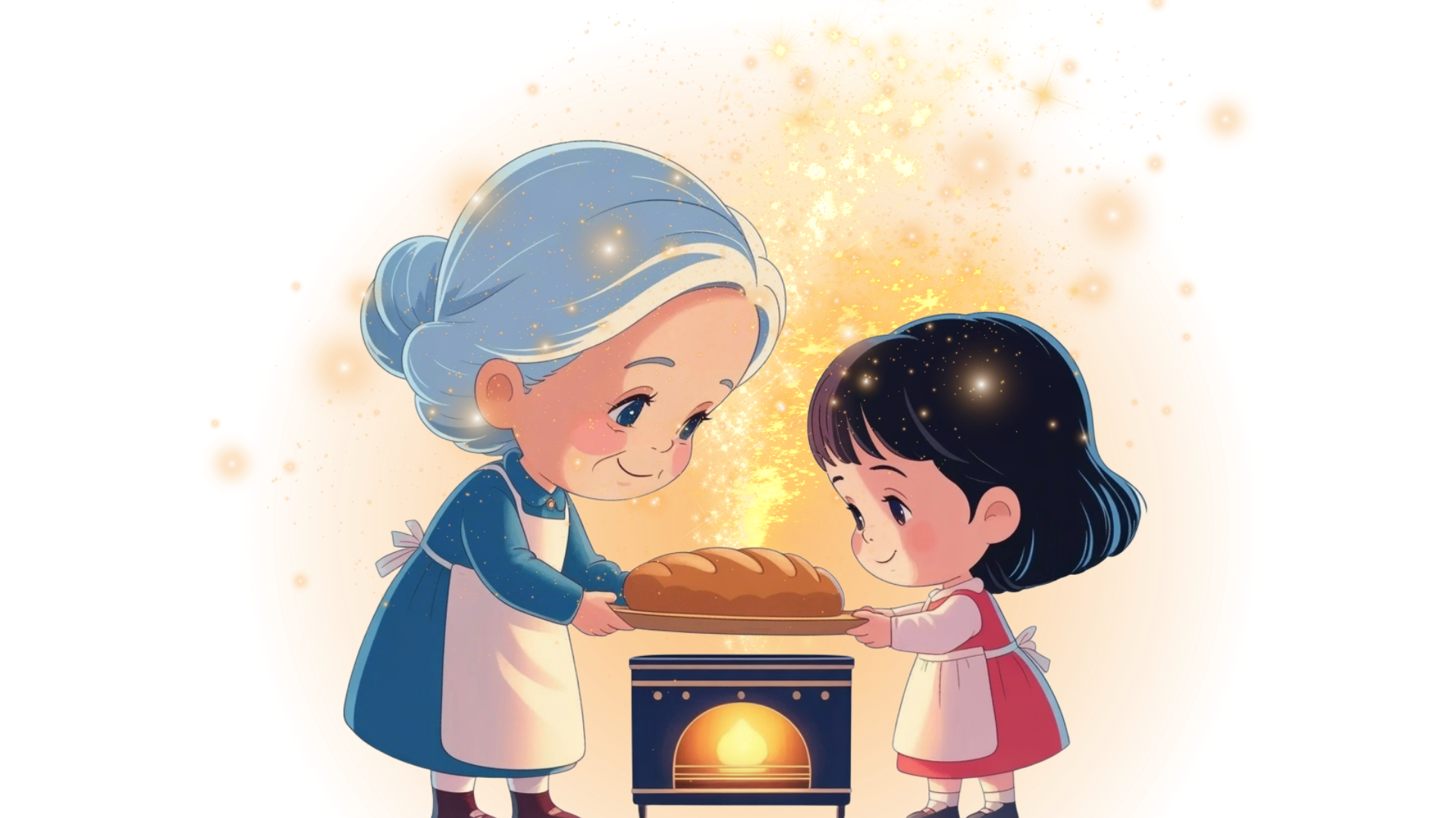 Grandma and child baking