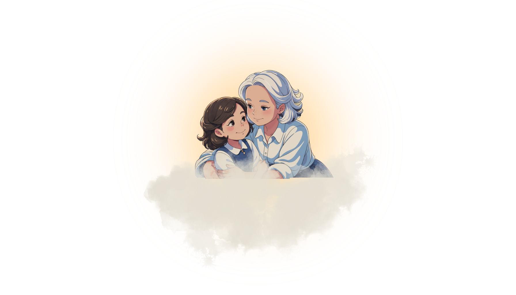 Grandma and girl ascending